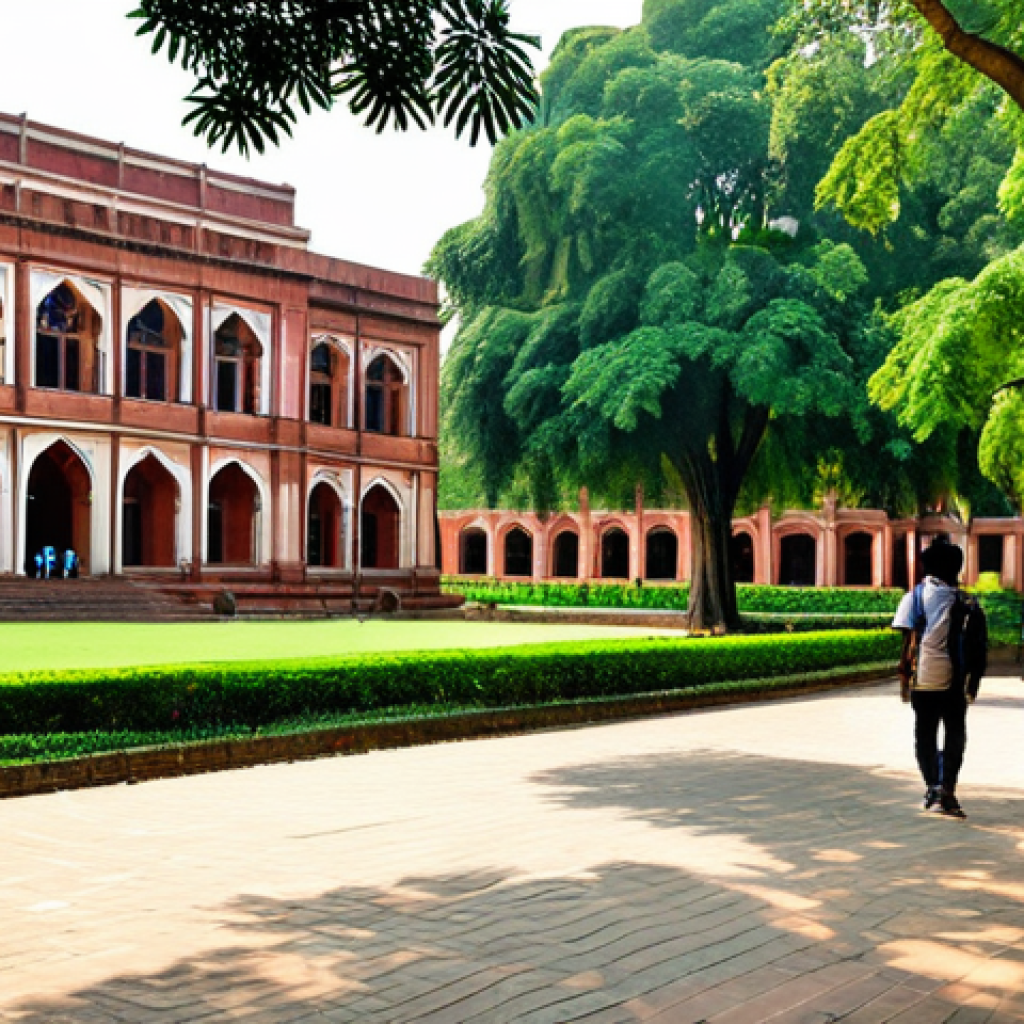 다카 대학교의 역사와 주요 전공 - Curzon Hall - Echoes of History**
"A majestic view of Curzon Hall at Dhaka University, red brick ar...