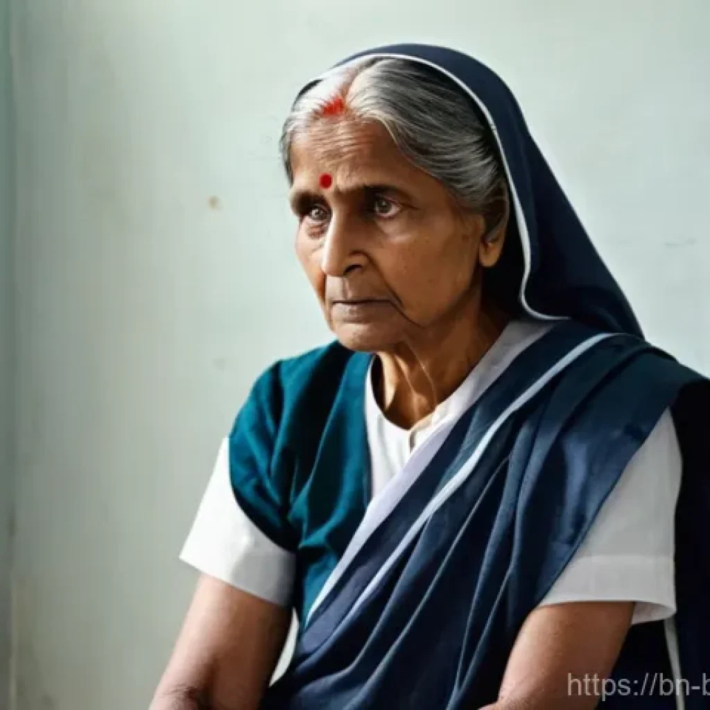 방글라데시의 의료 서비스 - **Prompt:** A realistic, detailed image of an elderly Bangladeshi woman, looking concerned yet hopef...