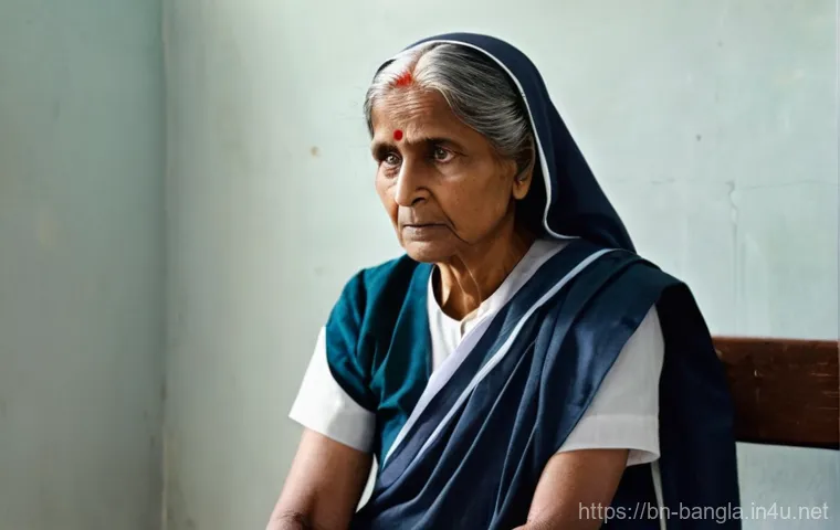 방글라데시의 의료 서비스 - **Prompt:** A realistic, detailed image of an elderly Bangladeshi woman, looking concerned yet hopef...