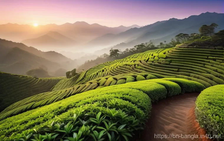 방글라데시 홍차 농장 체험 - **Prompt:** "A serene and industrious morning scene in a vast tea garden. Several female tea pickers... 방글라데시 홍차 농장 체험 - **Prompt:** "A serene and industrious morning scene in a vast tea garden. Several female tea pickers...